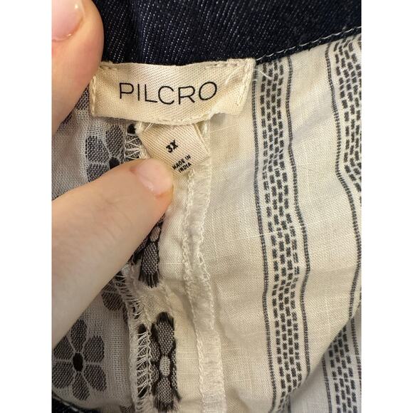 Pilcro Womens Plus Patchwork Button-Front Apron Tank Cottagecore Babydoll Sz 3X - Picture 8 of 9